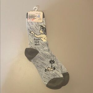 Blue Q Light Gray and Black Graphic Socks